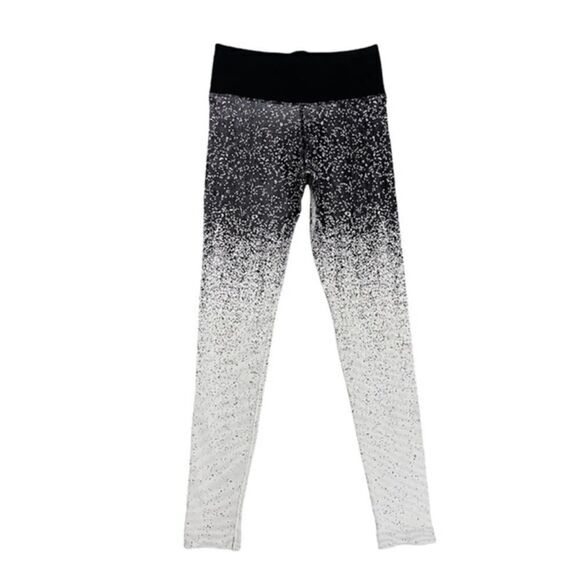 Athleta Flurry Ombre Leggings Ribbed Black Heather and White High Rise Small - Picture 5 of 6